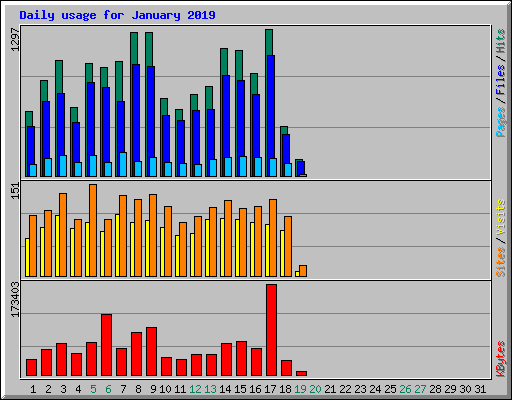 Daily usage for January 2019